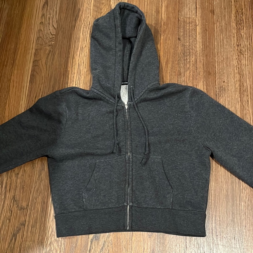 brandy melville grey cropped crystal zip up